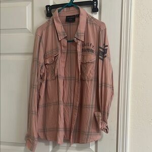 Harley-Davidson Pink Plaid Button-Up Shirt